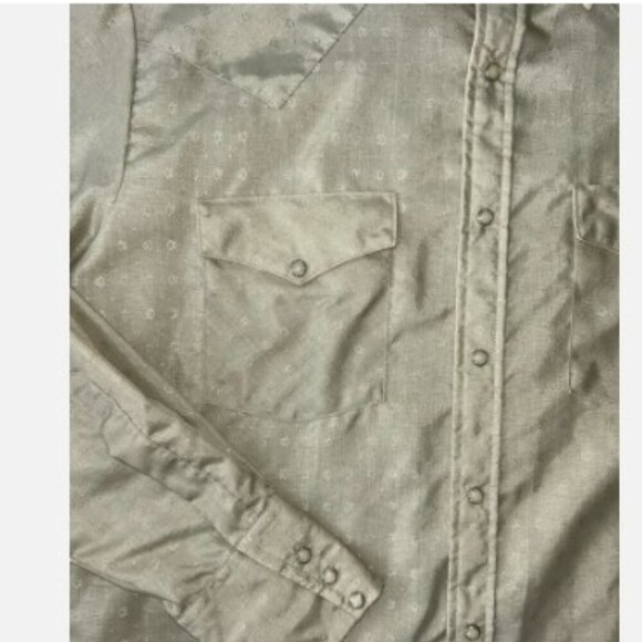 Express Riders Western Shirt Men's Beige Geometric Pearl Snap Size Medium Dressy - Picture 4 of 7